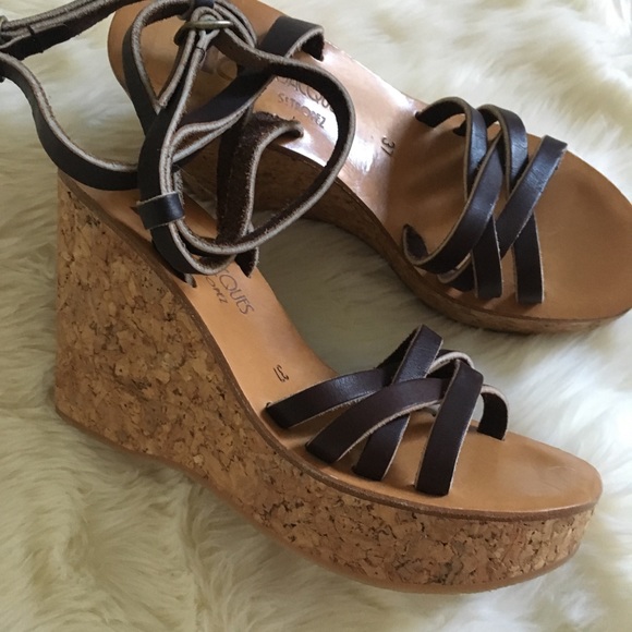 K Jacques St. Tropez Cork Wedge Sandals - Picture 4 of 5